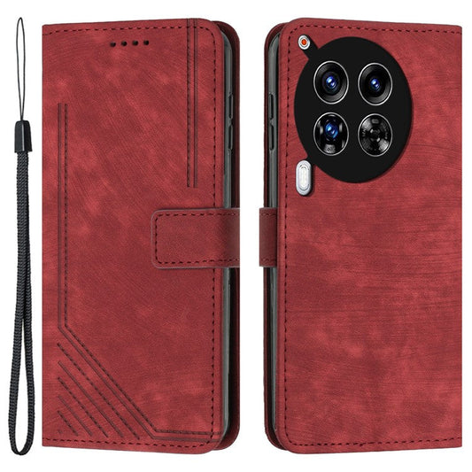 For TECNO Camon 30 4G / 5G Wallet Case Anti-Drop Imprinted PU Leather Flip Phone Cover - Red