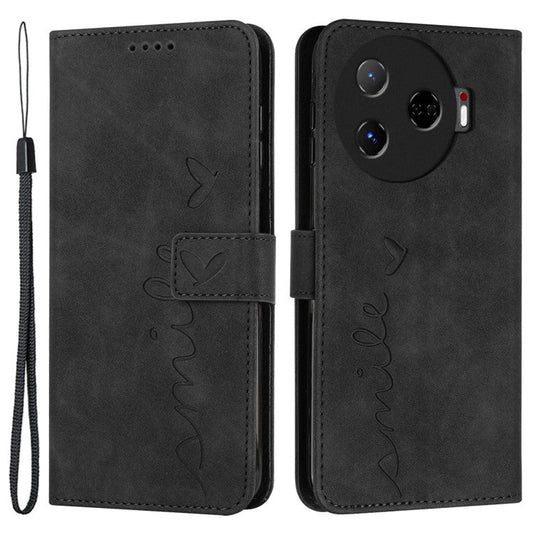 For TECNO Camon 30 Pro 5G Case Wallet Love Heart Leather Phone Cover - Black