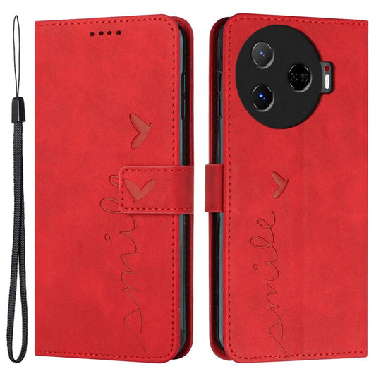 For TECNO Camon 30 Pro 5G Case Wallet Love Heart Leather Phone Cover - Red