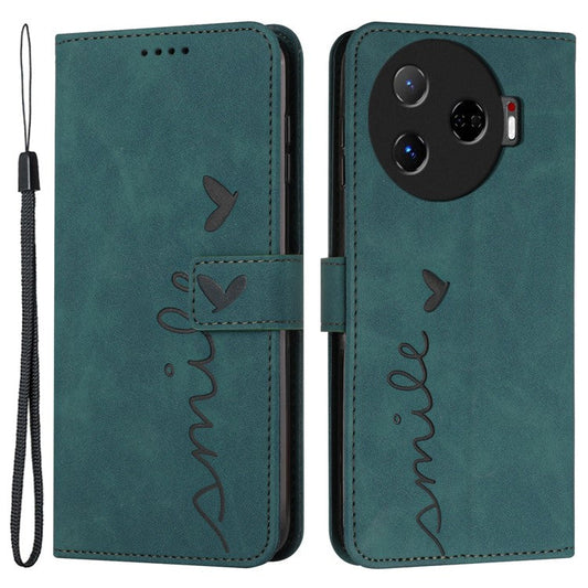 For TECNO Camon 30 Pro 5G Case Wallet Love Heart Leather Phone Cover - Green