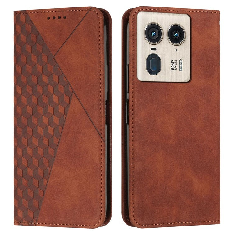 For Motorola Edge 50 Ultra 5G / Moto X50 Ultra 5G Imprinted PU Leather Phone Cover Wholesale Phone Case Stand Shell - Brown