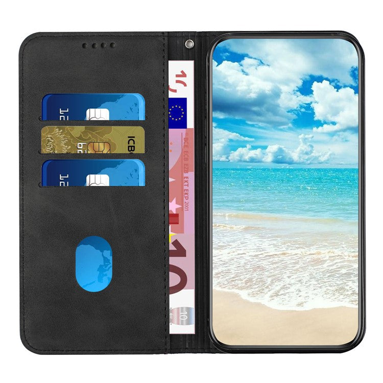 For Realme C65 4G Phone Case PU Leather Magnetic Closing Phone Stand Cover - Black