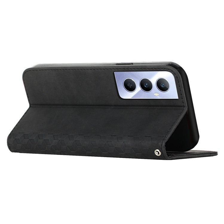 For Realme C65 4G Phone Case PU Leather Magnetic Closing Phone Stand Cover - Black