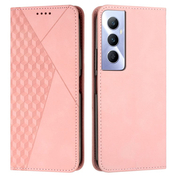 For Realme C65 4G Phone Case PU Leather Magnetic Closing Phone Stand Cover - Rose Gold