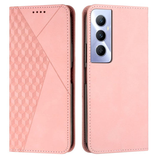 For Realme C65 4G Phone Case PU Leather Magnetic Closing Phone Stand Cover - Rose Gold