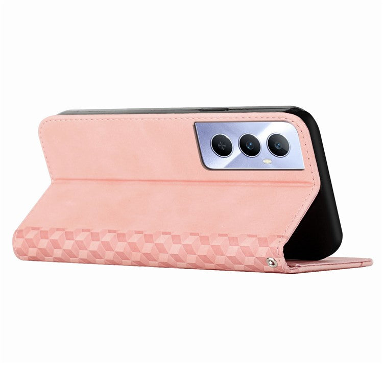 For Realme C65 4G Phone Case PU Leather Magnetic Closing Phone Stand Cover - Rose Gold