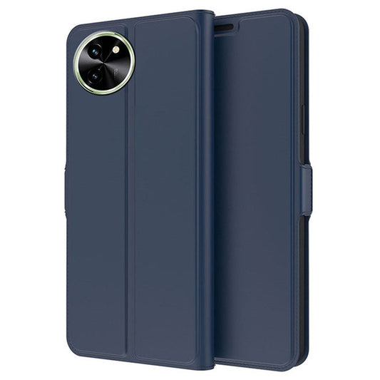 For vivo T3x Case Stand Slip Leather Phone Cover with Card Slots - Blue