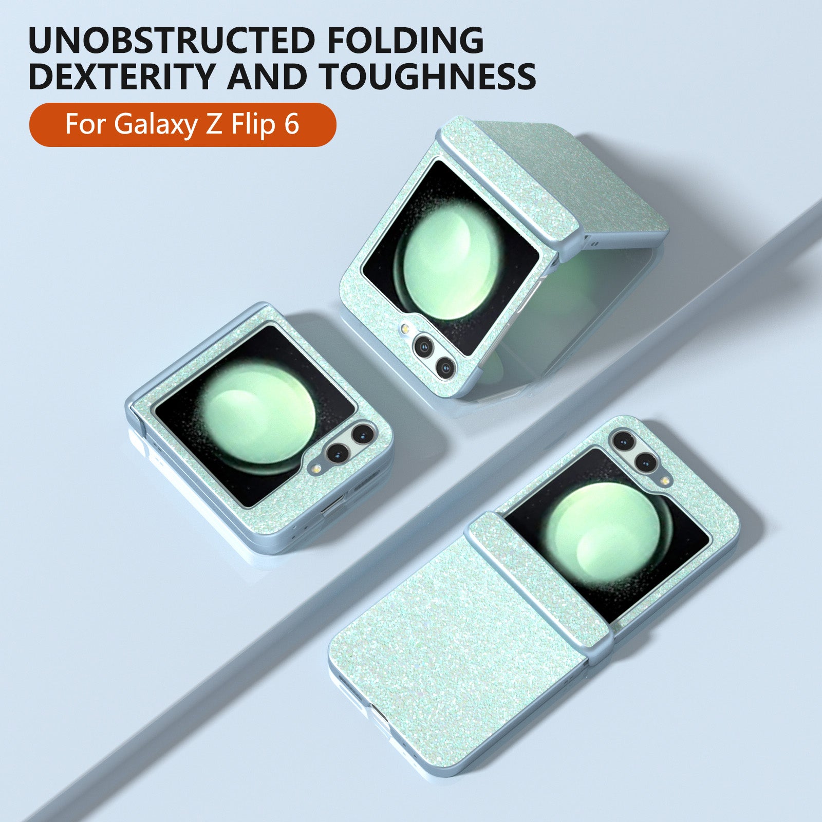 For Samsung Galaxy Z Flip6 5G Phone Case Wholesale PC+PU Leather Phone Shell - Mint Green