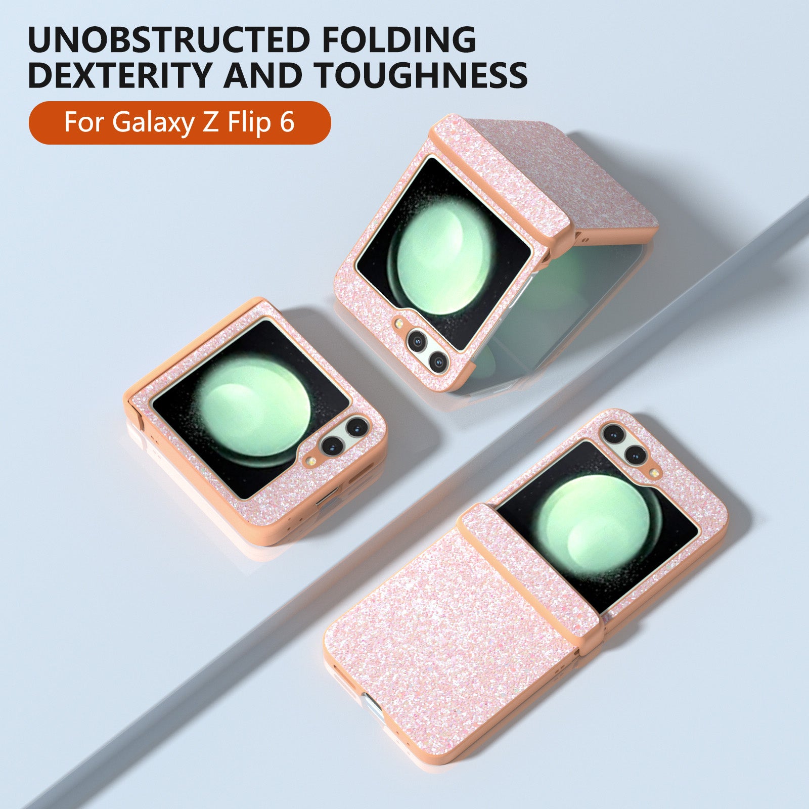 For Samsung Galaxy Z Flip6 5G Phone Case Wholesale PC+PU Leather Phone Shell - Peach Pink