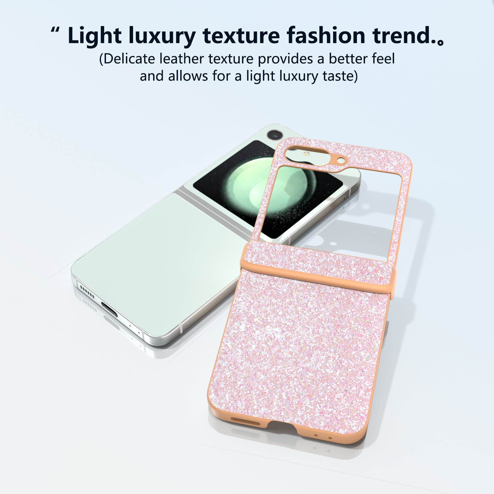 For Samsung Galaxy Z Flip6 5G Phone Case Wholesale PC+PU Leather Phone Shell - Peach Pink