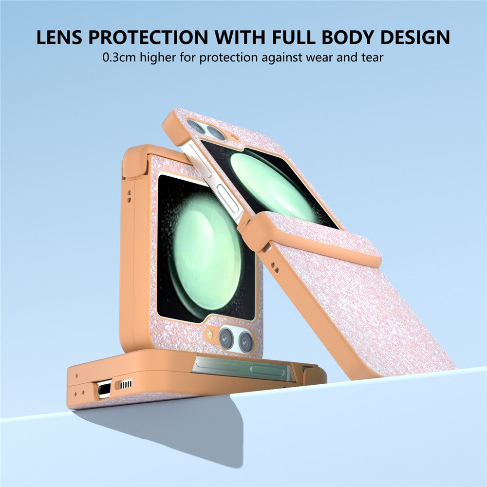 For Samsung Galaxy Z Flip7 FE 5G / Z Flip6 5G Phone Case Wholesale PC+PU Leather Phone Shell - Peach Pink