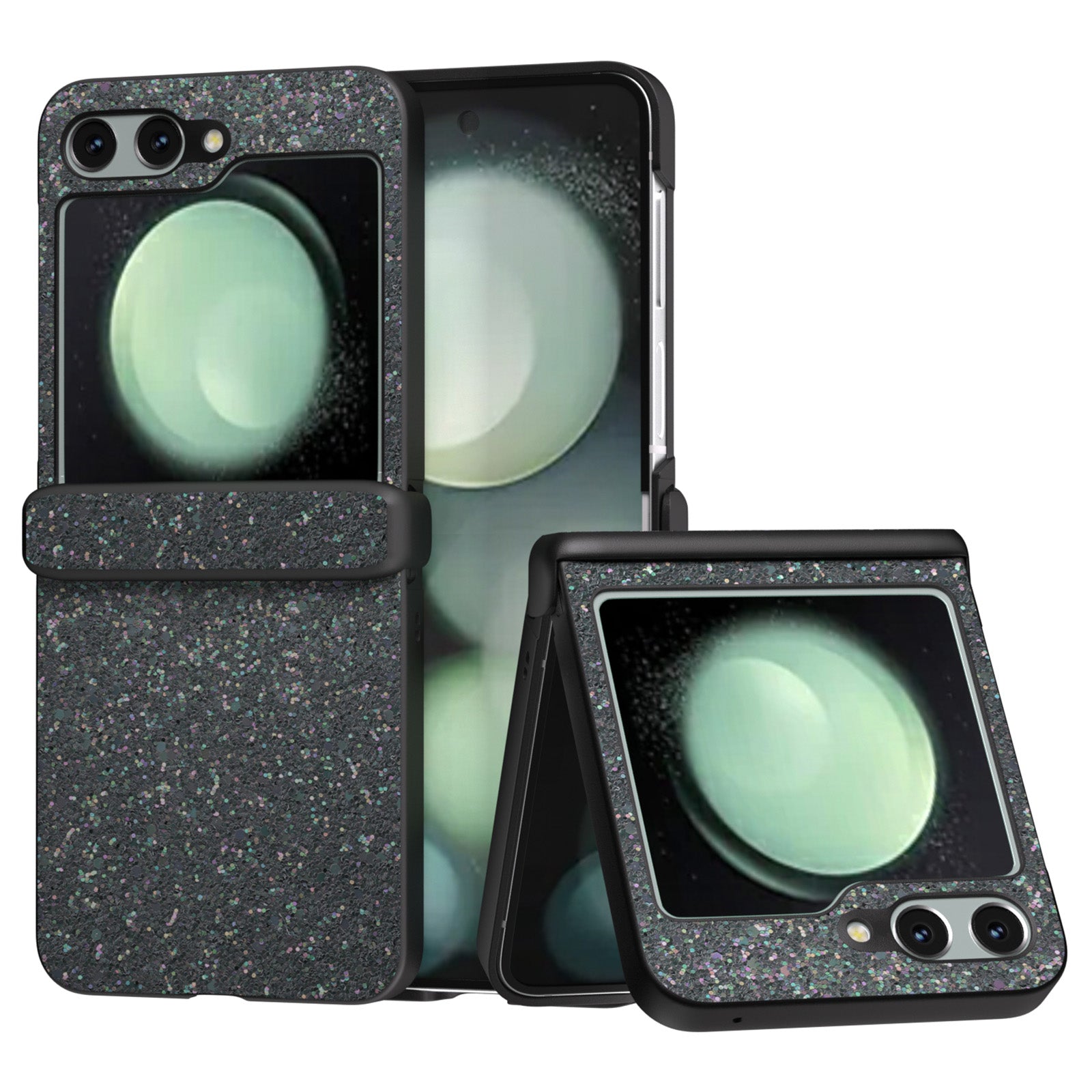 For Samsung Galaxy Z Flip6 5G Phone Case Wholesale PC+PU Leather Phone Shell - Black Green