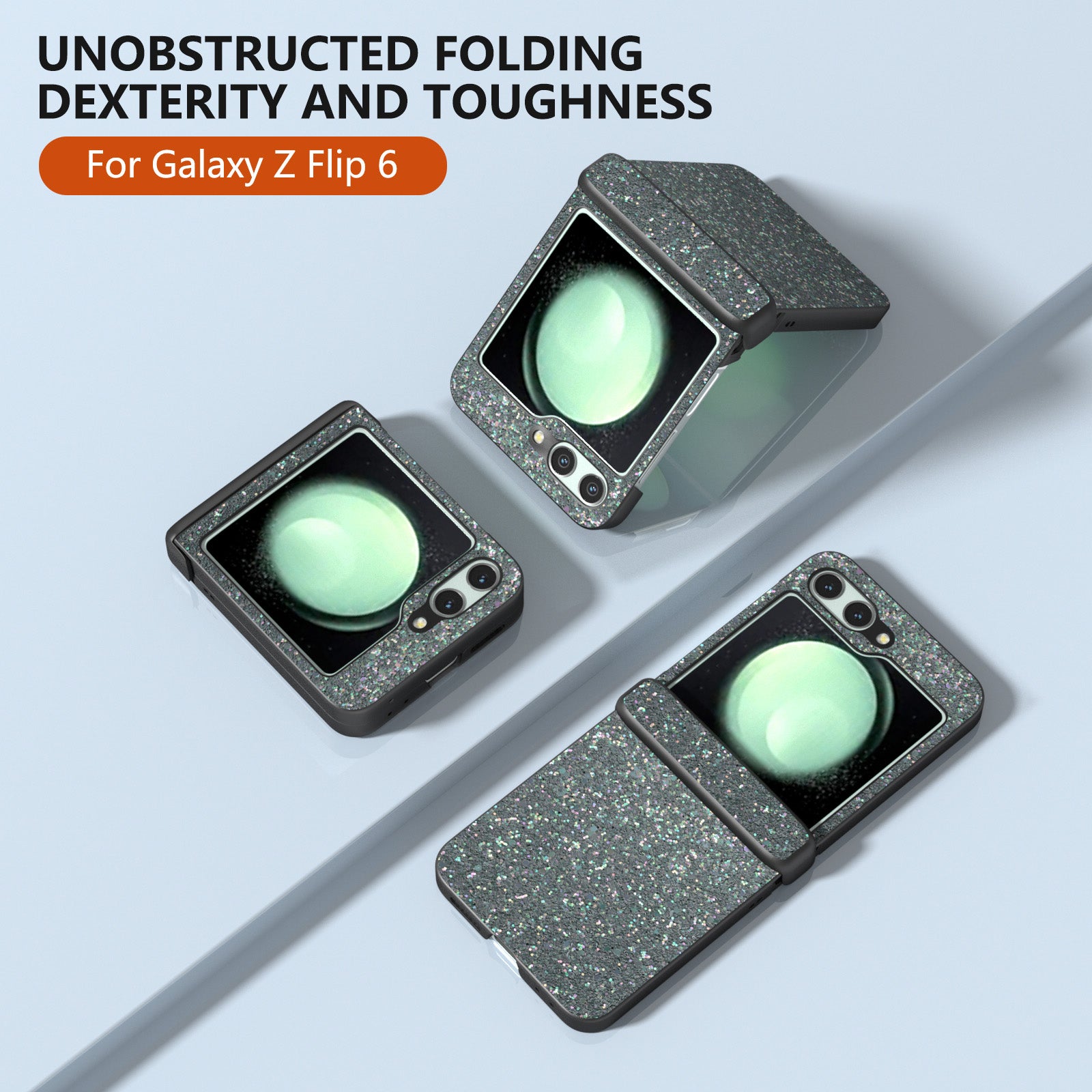 For Samsung Galaxy Z Flip6 5G Phone Case Wholesale PC+PU Leather Phone Shell - Black Green