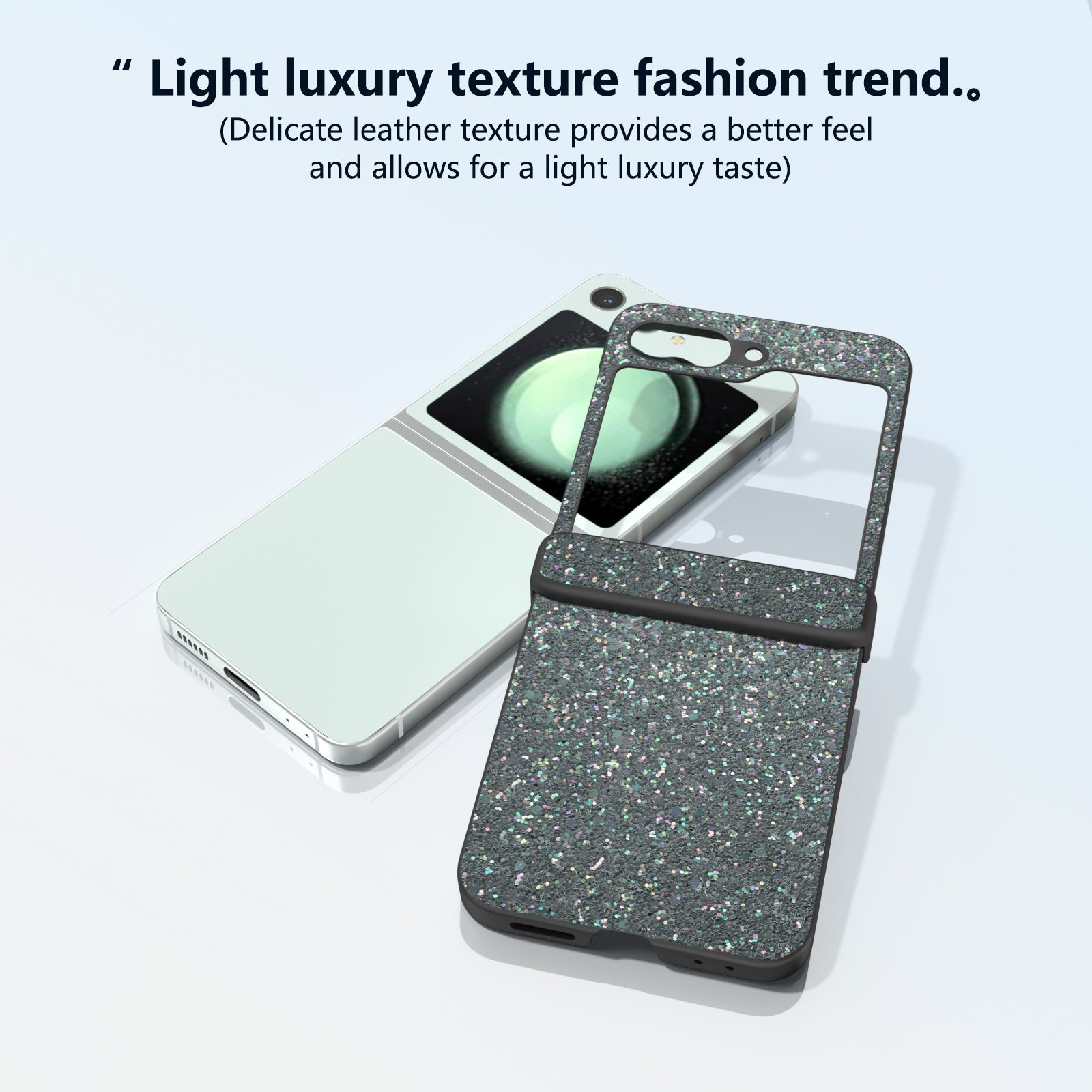 For Samsung Galaxy Z Flip6 5G Phone Case Wholesale PC+PU Leather Phone Shell - Black Green