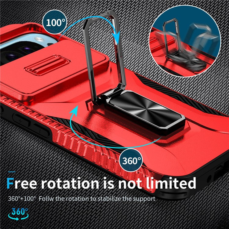 For Google Pixel 9 / Pixel 9 Pro Kickstand Case TPU+PC Phone Cover Support Magnetic Car Mount - Red