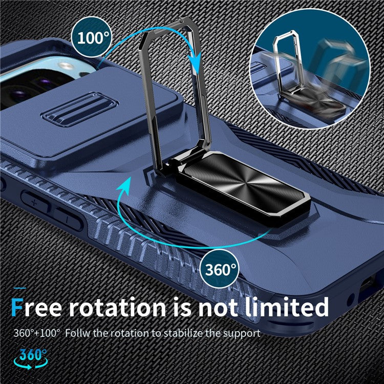 For Google Pixel 9 / Pixel 9 Pro Kickstand Case TPU+PC Phone Cover Support Magnetic Car Mount - Blue