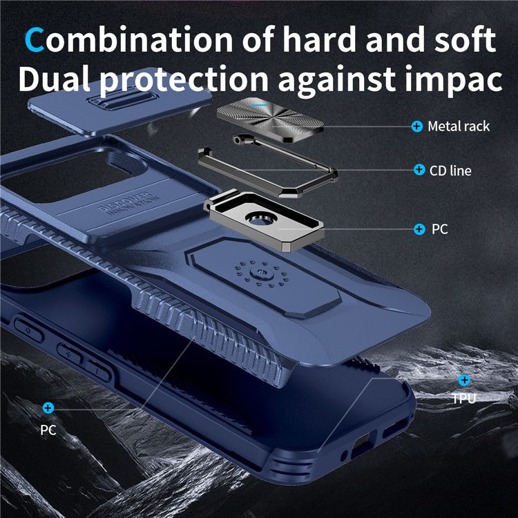 For Google Pixel 9 / Pixel 9 Pro Kickstand Case TPU+PC Phone Cover Support Magnetic Car Mount - Blue