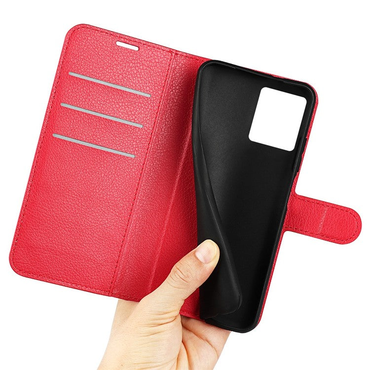 For Motorola Moto S30 Pro 5G / Edge 30 Fusion 5G Litchi Texture Full Protection PU Leather Folio Flip Cover Wallet Stand Phone Cover - Red
