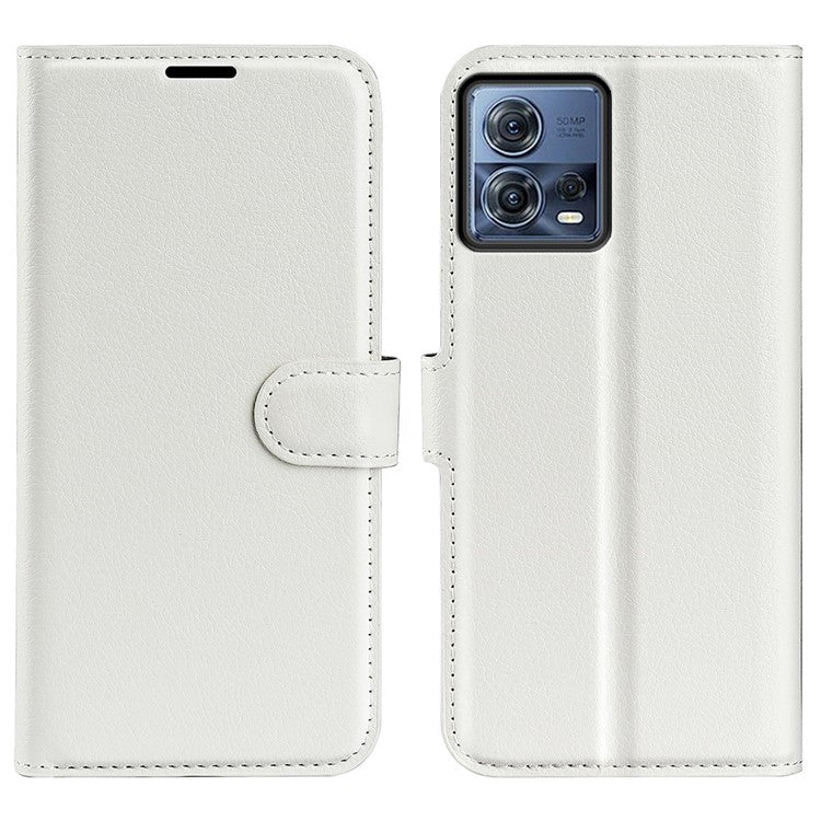 For Motorola Moto S30 Pro 5G / Edge 30 Fusion 5G Litchi Texture Full Protection PU Leather Folio Flip Cover Wallet Stand Phone Cover - White