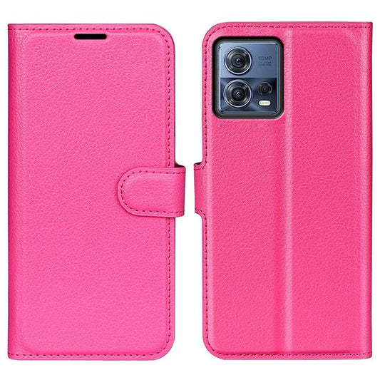 For Motorola Moto S30 Pro 5G / Edge 30 Fusion 5G Litchi Texture Full Protection PU Leather Folio Flip Cover Wallet Stand Phone Cover - Rose