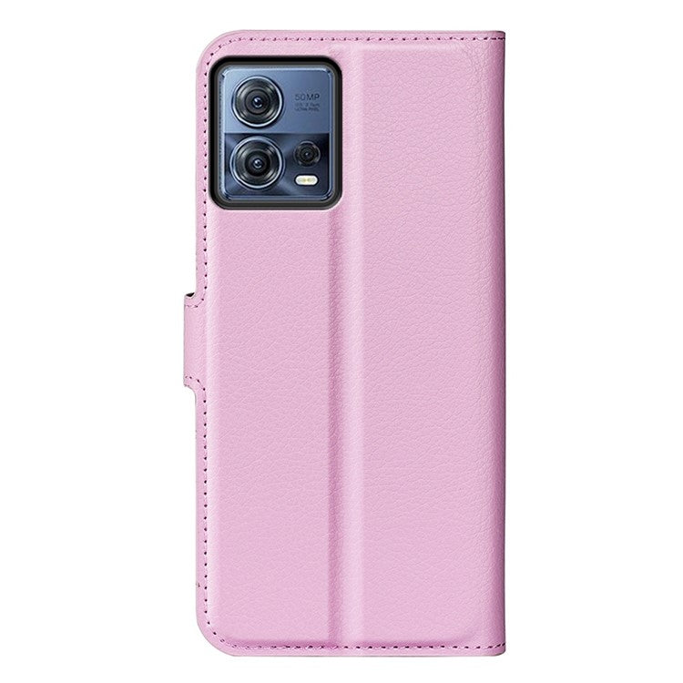 For Motorola Moto S30 Pro 5G / Edge 30 Fusion 5G Litchi Texture Full Protection PU Leather Folio Flip Cover Wallet Stand Phone Cover - Pink