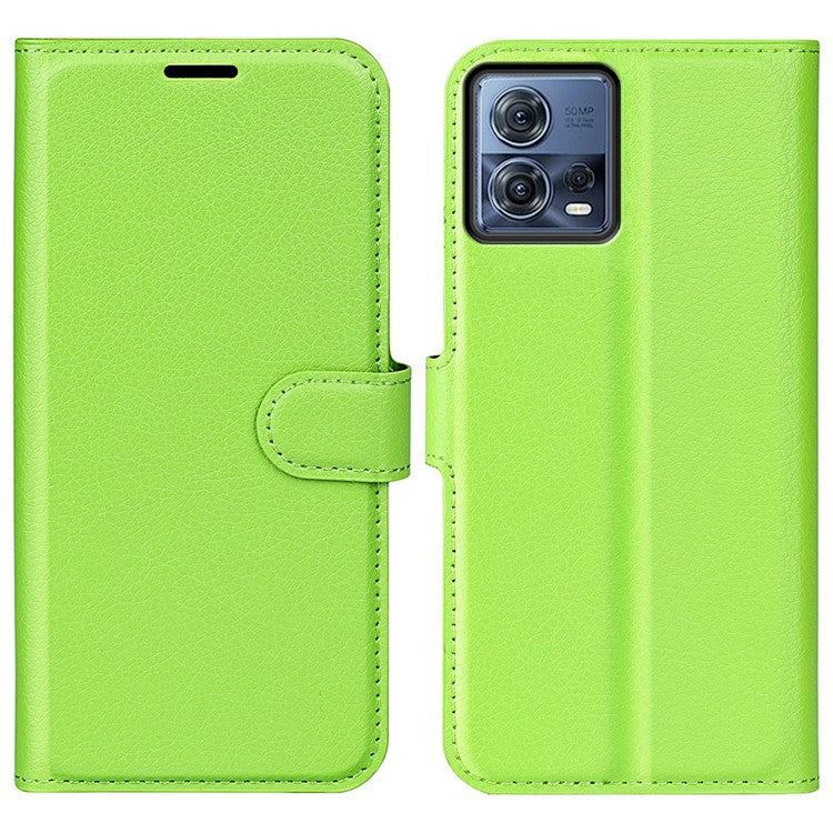 For Motorola Moto S30 Pro 5G / Edge 30 Fusion 5G Litchi Texture Full Protection PU Leather Folio Flip Cover Wallet Stand Phone Cover - Green