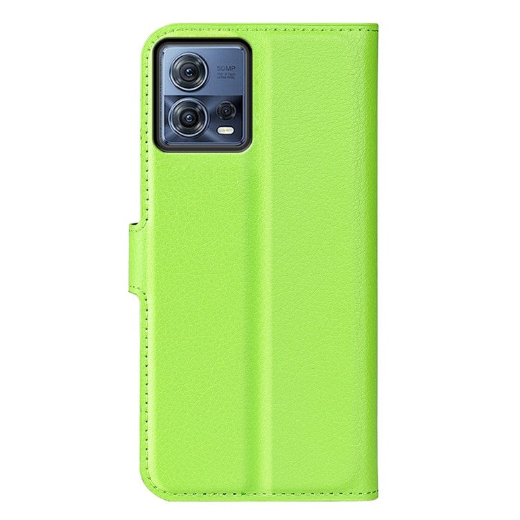 For Motorola Moto S30 Pro 5G / Edge 30 Fusion 5G Litchi Texture Full Protection PU Leather Folio Flip Cover Wallet Stand Phone Cover - Green
