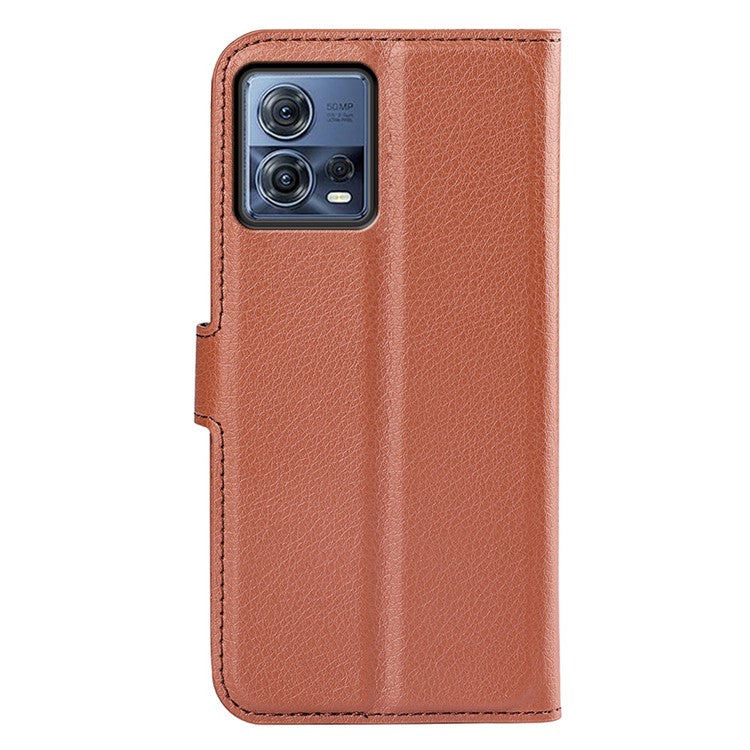 For Motorola Moto S30 Pro 5G / Edge 30 Fusion 5G Litchi Texture Full Protection PU Leather Folio Flip Cover Wallet Stand Phone Cover - Brown