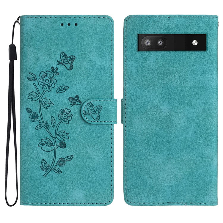 For Google Pixel 8a Wholesale Magnetic Phone Case PU Leather Stand Phone Cover Wallet - Sky Blue