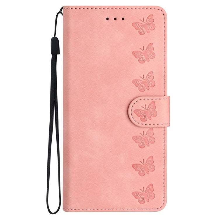 For Google Pixel 8a Case Anti-Scratch Phone Shell Imprinted Leather Wallet Stand Cover - Pink