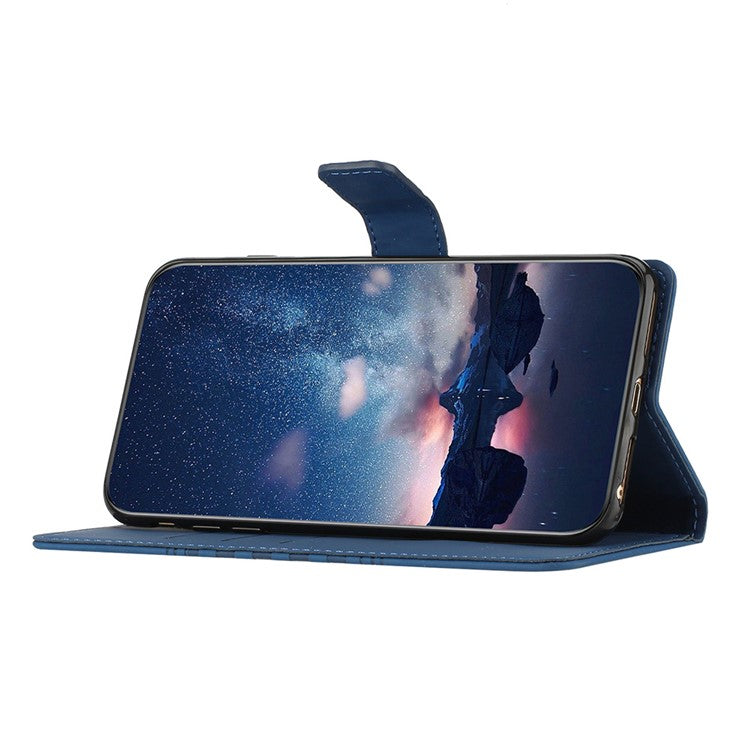 For Google Pixel 8a Wholesale Phone Case Imprinted Rhombus Wallet Phone Stand Cover - Blue
