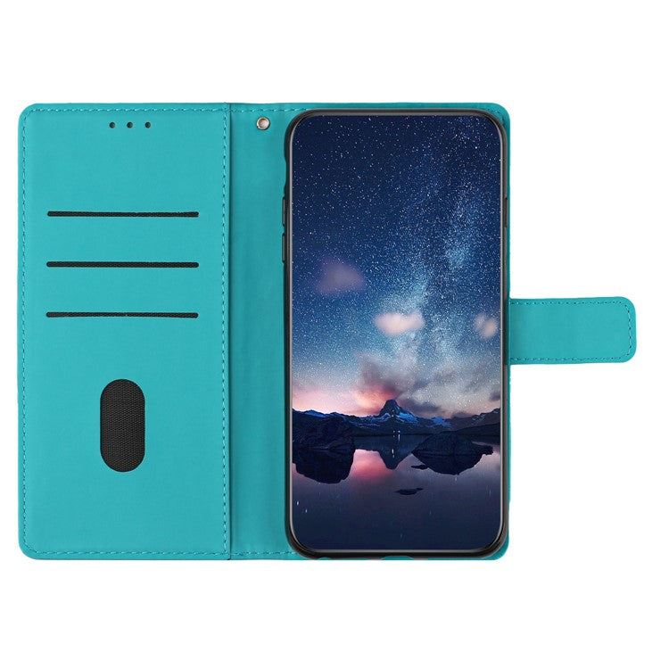 For Google Pixel 8a Wholesale Phone Case Imprinted Rhombus Wallet Phone Stand Cover - Sky Blue