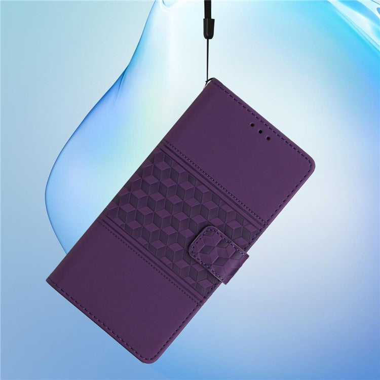 For Google Pixel 8a Wholesale Phone Case Imprinted Rhombus Wallet Phone Stand Cover - Purple
