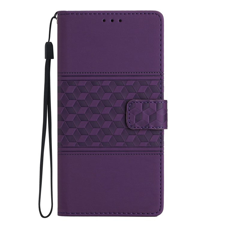 For Google Pixel 8a Wholesale Phone Case Imprinted Rhombus Wallet Phone Stand Cover - Purple