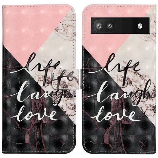 For Google Pixel 8a Mobile Phone Case 3D Pattern Printing Leather Cover - Tri-Color Marble