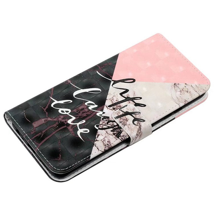 For Google Pixel 8a Mobile Phone Case 3D Pattern Printing Leather Cover - Tri-Color Marble