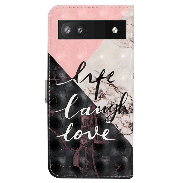 For Google Pixel 8a Mobile Phone Case 3D Pattern Printing Leather Cover - Tri-Color Marble