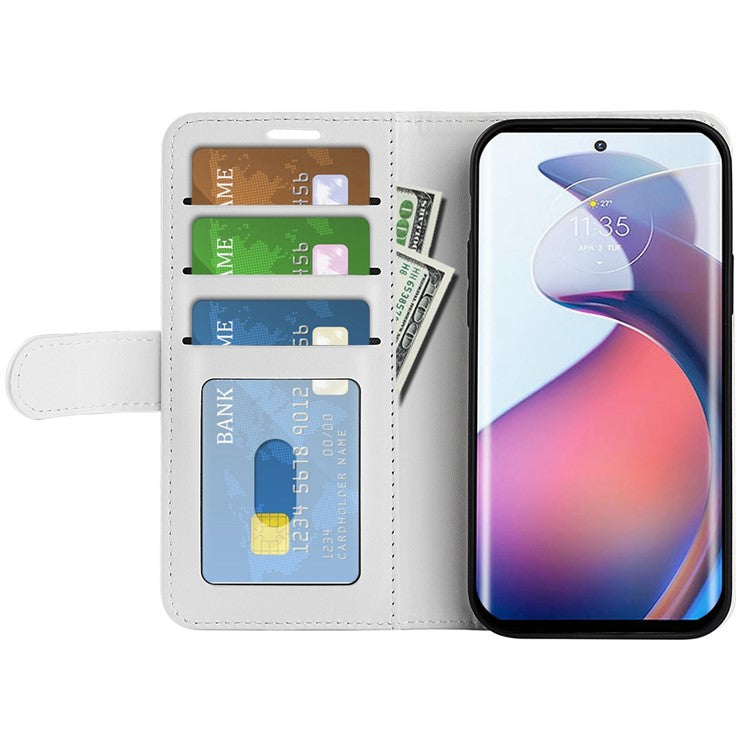 For Motorola Moto S30 Pro 5G / Edge 30 Fusion 5G Crazy Horse Texture Folio Flip PU Leather Cover Stand Wallet Anti-scratch Phone Case - White