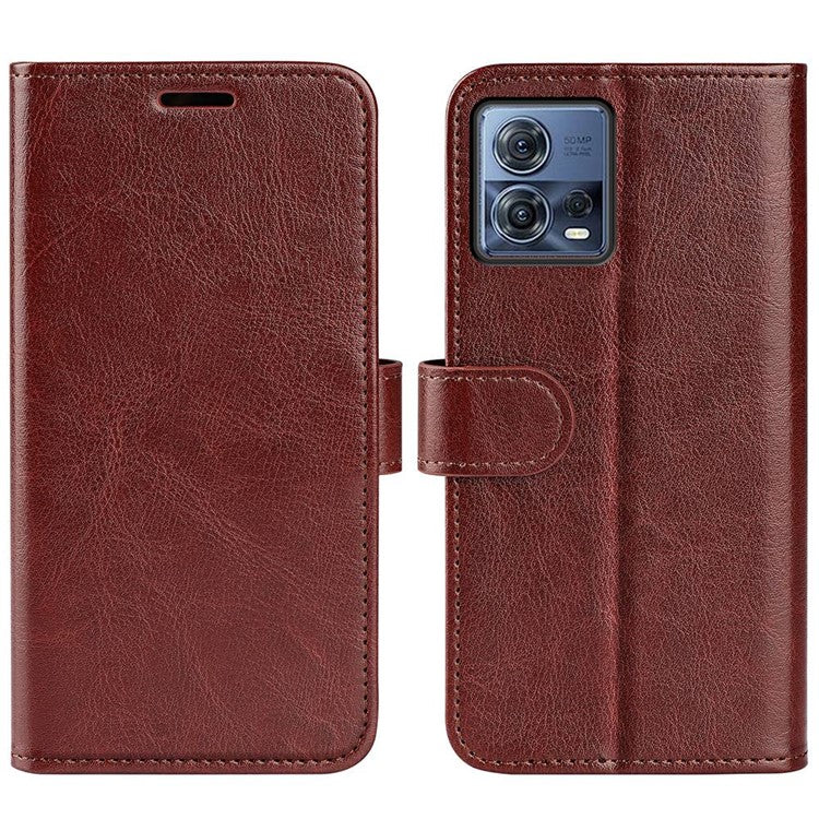 For Motorola Moto S30 Pro 5G / Edge 30 Fusion 5G Crazy Horse Texture Folio Flip PU Leather Cover Stand Wallet Anti-scratch Phone Case - Brown