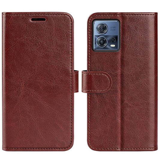 For Motorola Moto S30 Pro 5G / Edge 30 Fusion 5G Crazy Horse Texture Folio Flip PU Leather Cover Stand Wallet Anti-scratch Phone Case - Brown