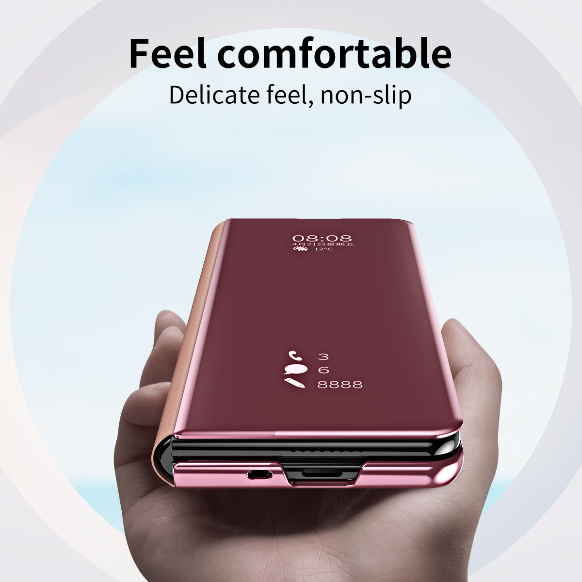 For Samsung Galaxy Z Fold6 5G Case Electroplating View Window Stand Leather Phone Cover - Pink