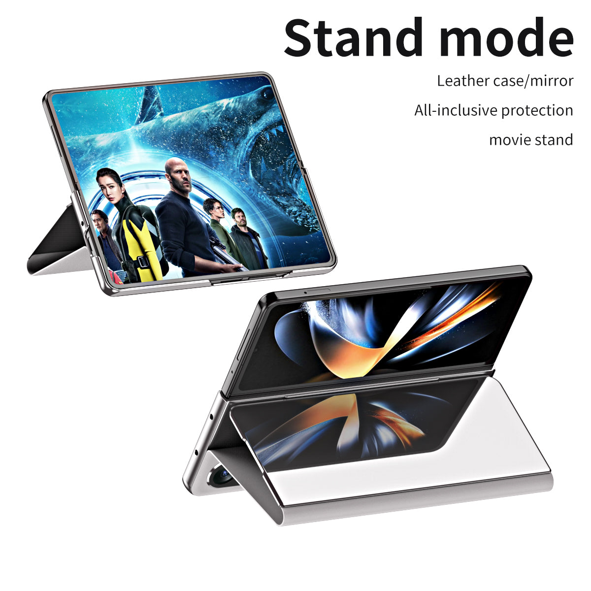 For Samsung Galaxy Z Fold6 5G Case Electroplating View Window Stand Leather Phone Cover - Silver