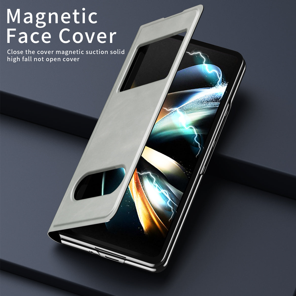 For Samsung Galaxy Z Fold6 5G Case Skin-touch PU Leather View Window Phone Cover - White
