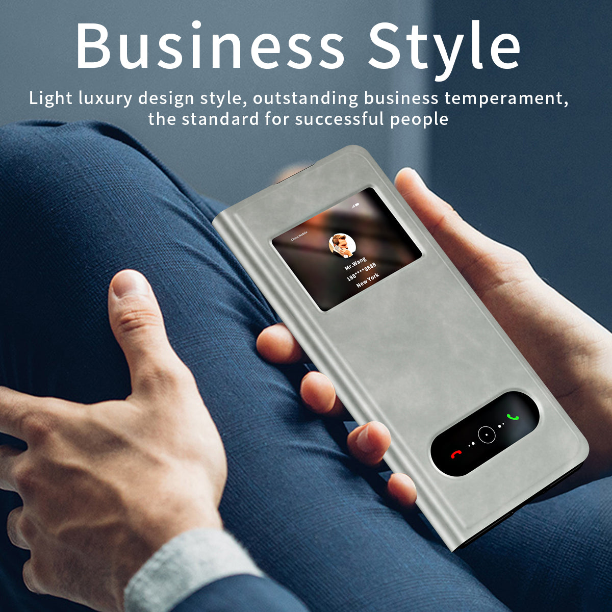 For Samsung Galaxy Z Fold6 5G Case Skin-touch PU Leather View Window Phone Cover - White