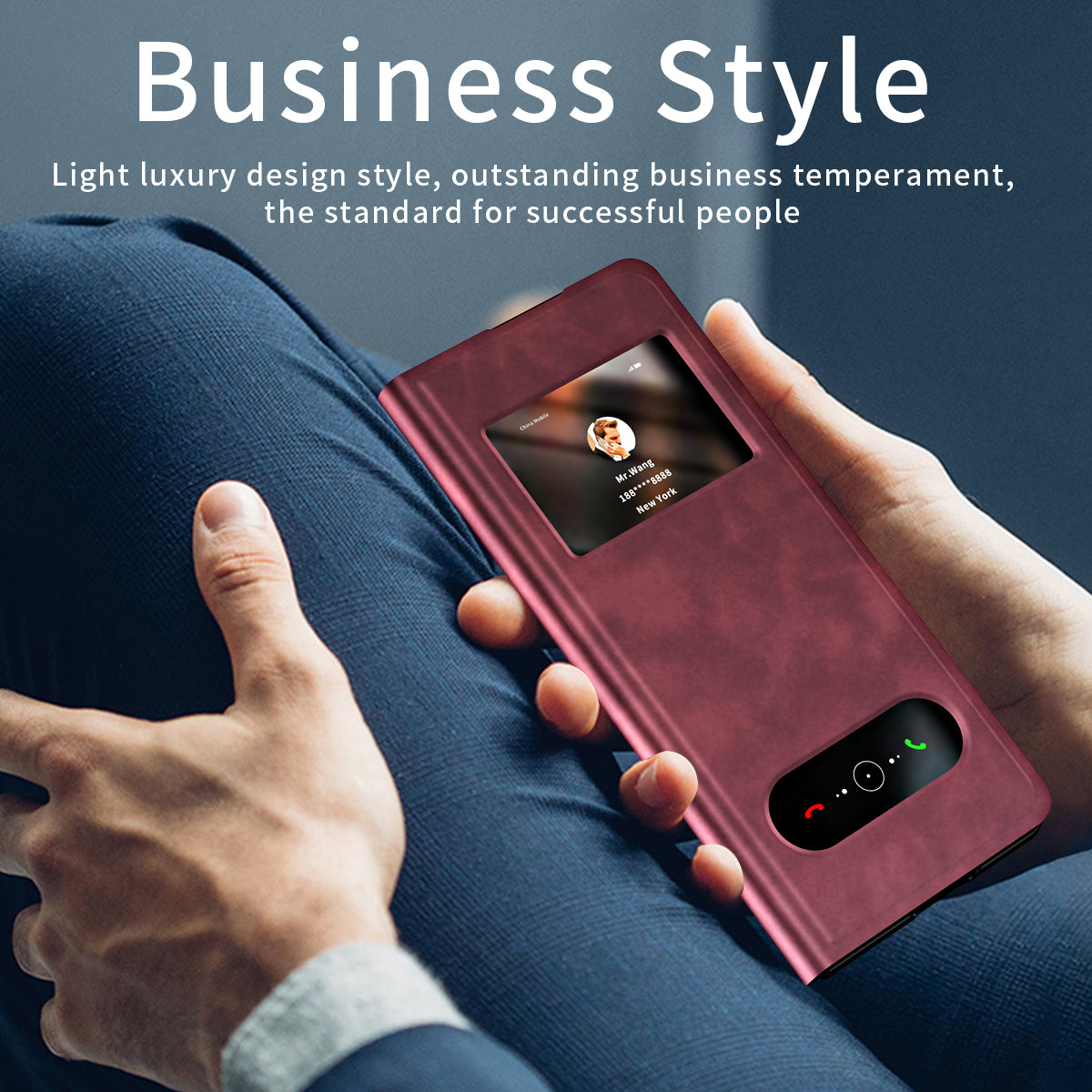 For Samsung Galaxy Z Fold6 5G Case Skin-touch PU Leather View Window Phone Cover - Red