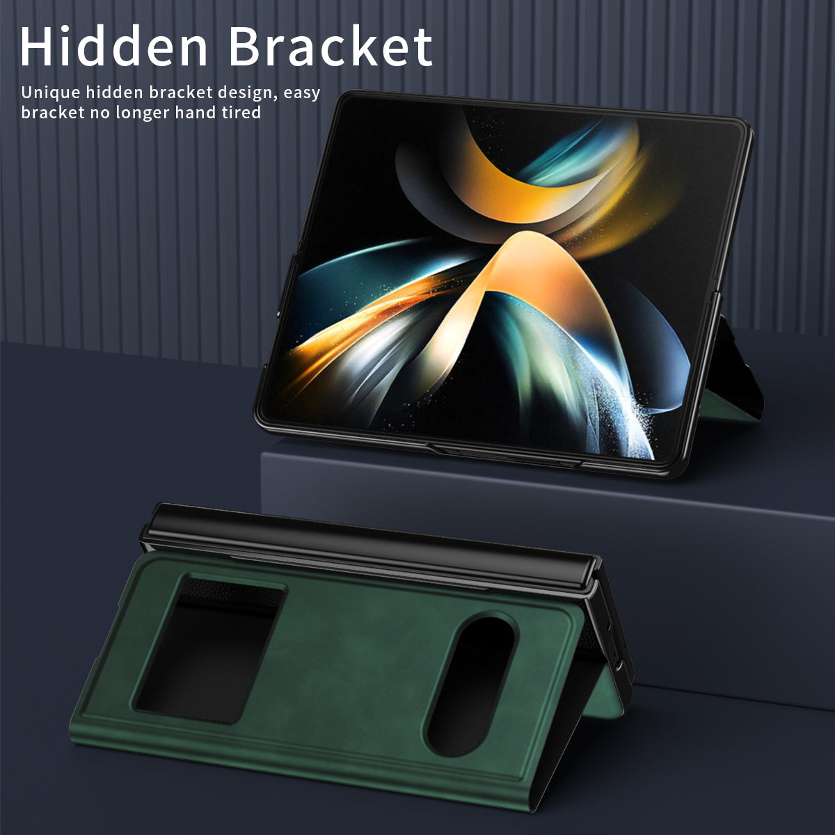 For Samsung Galaxy Z Fold6 5G Case Skin-Touch PU Leather View Window Phone Cover - Green