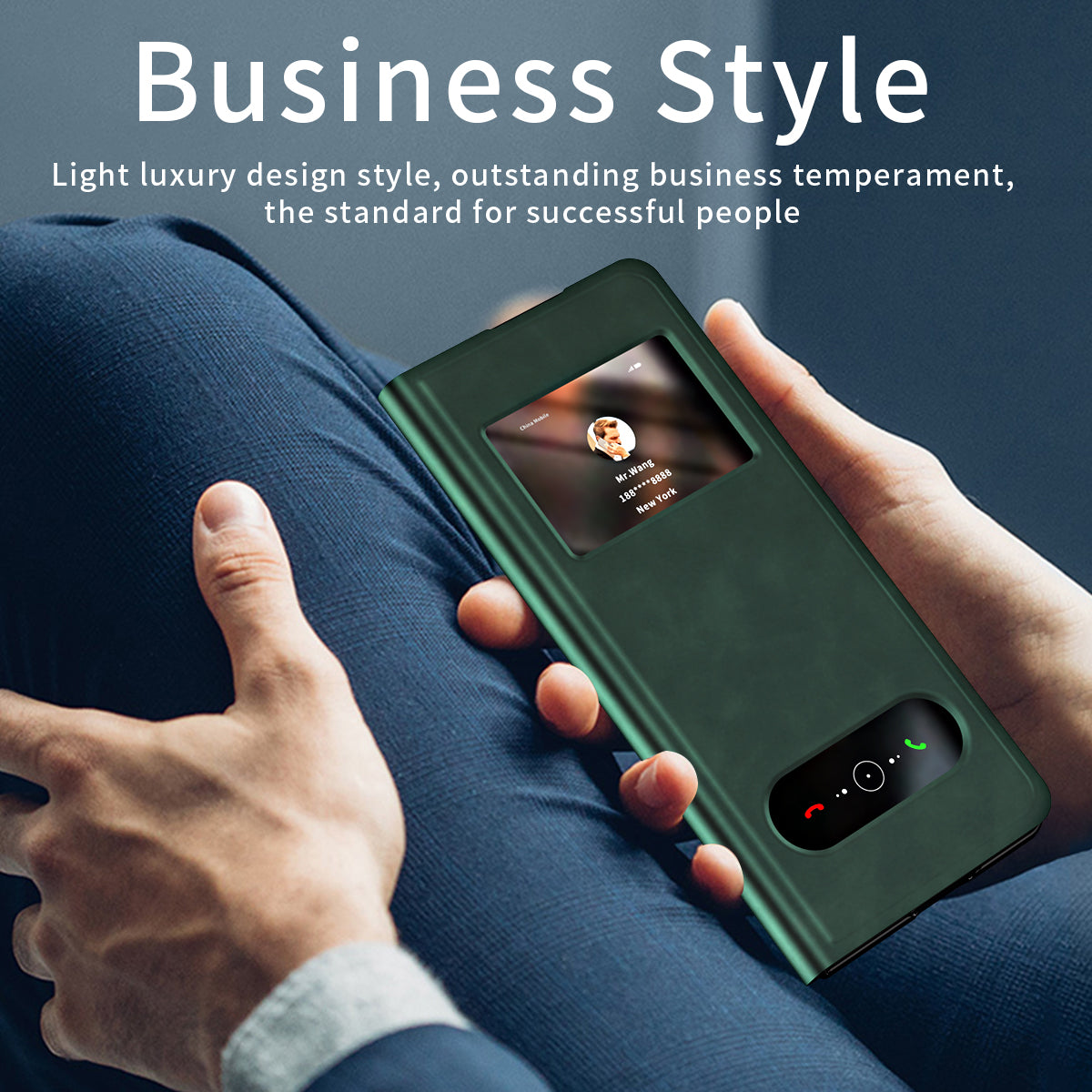 For Samsung Galaxy Z Fold6 5G Case Skin-Touch PU Leather View Window Phone Cover - Green