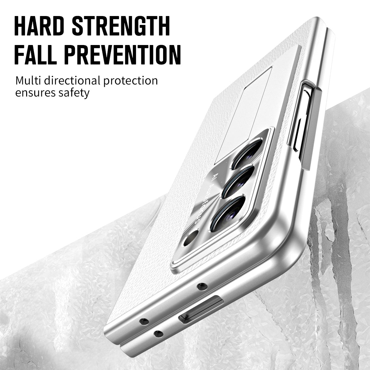 For Samsung Galaxy Z Fold6 5G Case Kickstand Leather+PC Cover with Tempered Glass Film - Silver