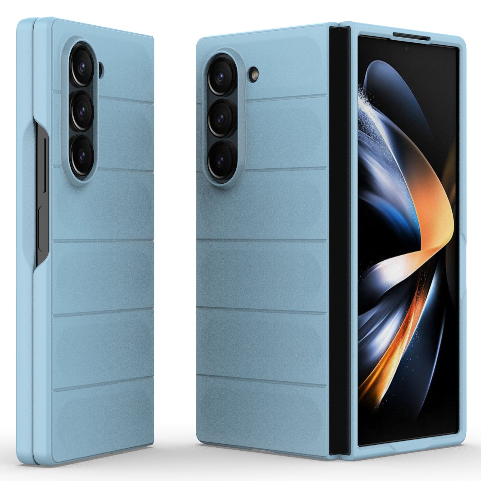 For Samsung Galaxy Z Fold6 5G Case Rugged Hard PC Folding Phone Cover - Baby Blue