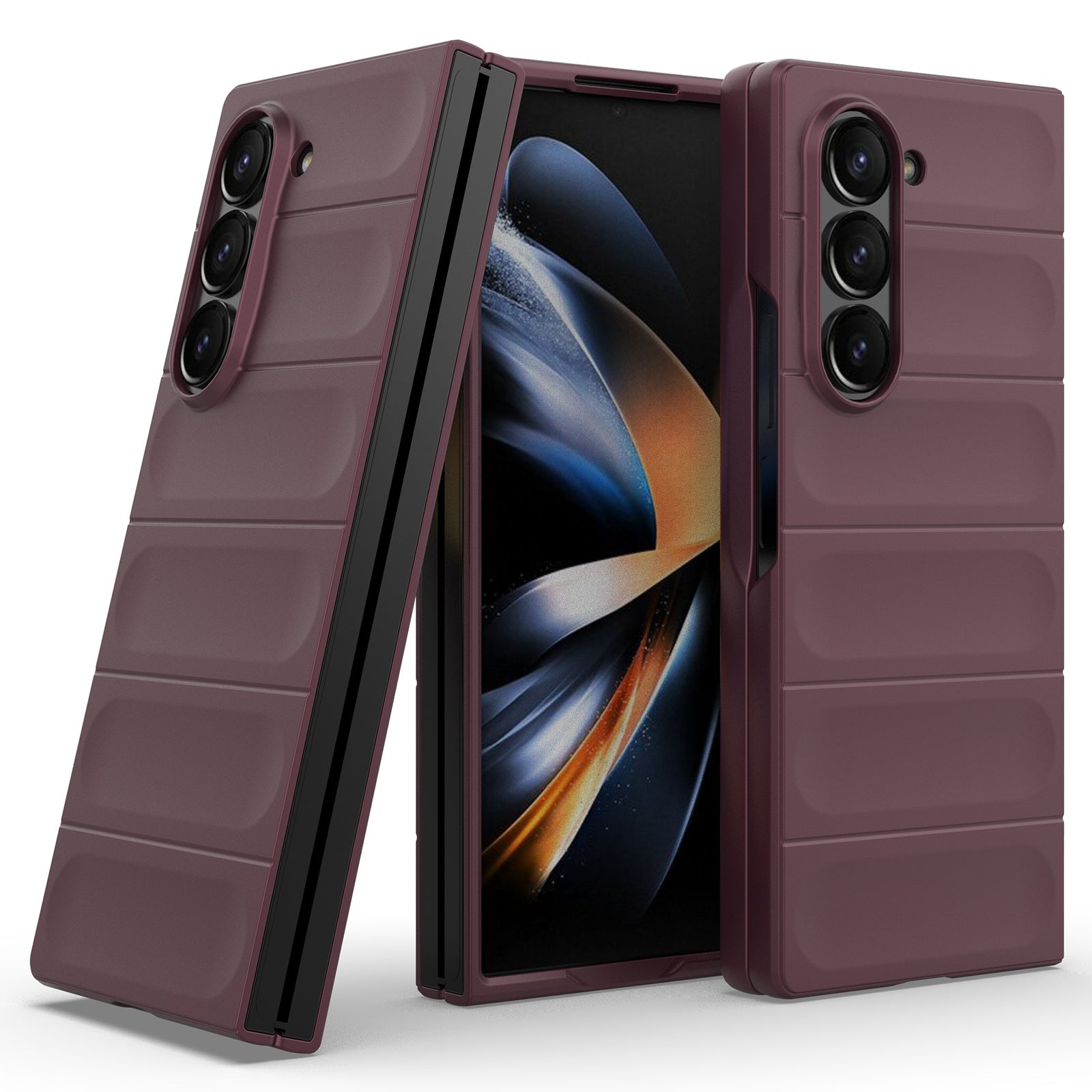 For Samsung Galaxy Z Fold6 5G Case Rugged Hard PC Folding Phone Cover - Wine Red